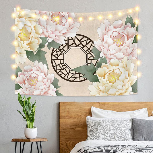 Lofaris Pink And Yellow Floral Family Still Life Custom Tapestry