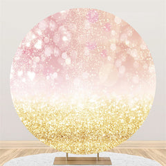 Lofaris Pink Aperture Glitter Gold Happy Birthday Circle Backdrop