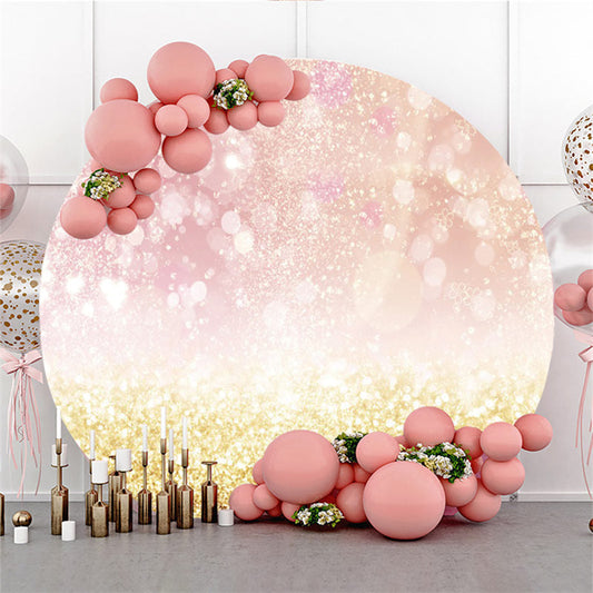 Lofaris Pink Aperture Glitter Gold Happy Birthday Circle Backdrop