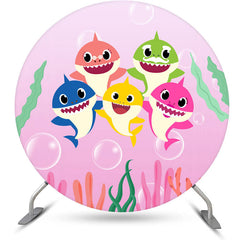 Lofaris Pink Baby Shark Themed Round Backdrop Kit For Girl