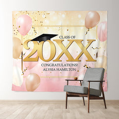 Lofaris Pink Ballons And Gold Bokeh 2022 Congratulatios Backdrop