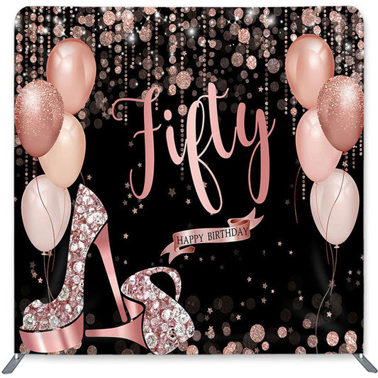 Lofaris Pink Balloon High Heels Double-Sided Backdrop for Birthday