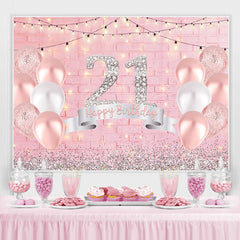 Lofaris Pink Balloons And Brick Glitter 21st Birthday Backdrop