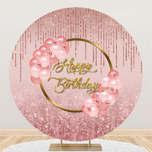 Lofaris Pink Balloons Bokeh Glitter Happy Birthday Backdrop