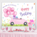 Load image into Gallery viewer, Lofaris Pink Balloons Car Happy Birthday Backdrop For Girl