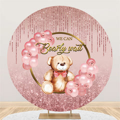 Lofaris Pink Balloons Glitter Bearly Wait Baby Shower Backdrop