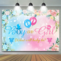 Lofaris Pink Blue He Or She Floral Balloons Baby Shower Backdrop