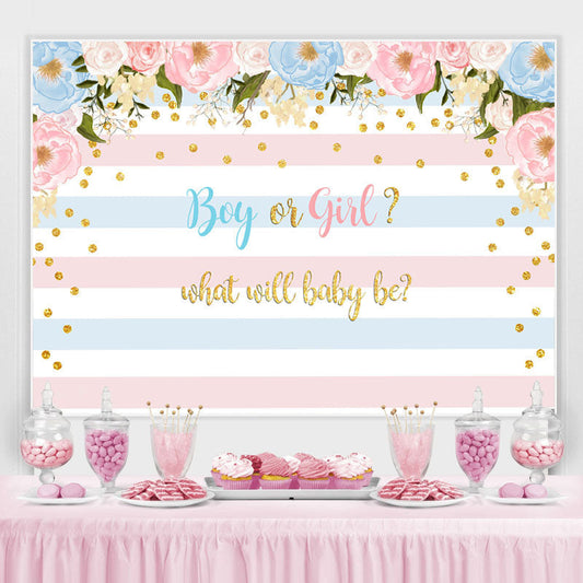 Lofaris Pink Blue Stripes Cute Baby Shower Backdrop