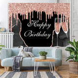 Load image into Gallery viewer, Lofaris Pink Bokeh and Champagne Cup Happy Birthday Backdrop