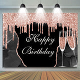 Load image into Gallery viewer, Lofaris Pink Bokeh and Champagne Cup Happy Birthday Backdrop