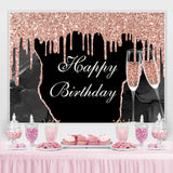 Load image into Gallery viewer, Lofaris Pink Bokeh and Champagne Cup Happy Birthday Backdrop