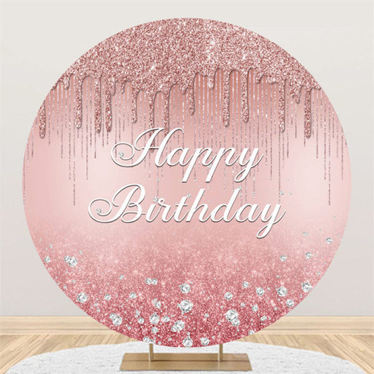 Lofaris Pink Bokeh Glitter Diamonds Happy Birthday Backdrop