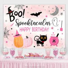 Lofaris Pink Boo Spooktacular Fun Halloween Birthday Backdrop