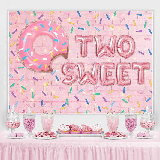 Lofaris Pink Brick And Donut 2nd Sweet Birthday Party Backdrop