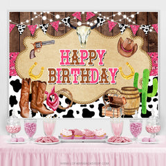 Lofaris Pink Bunting Board Ranch Birthday Backdrop For Girl