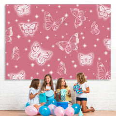 Lofaris Pink Butterfly The Early 2000S Backdrop Girls Birthday