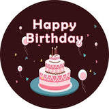 Load image into Gallery viewer, Lofaris Pink Cake And Ballons Round Happy Birthday Backdrop