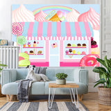 Load image into Gallery viewer, Lofaris Pink Candy Dessert Shop Themed Happy Birthday Backdrop