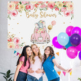 Load image into Gallery viewer, Lofaris Pink Car And Floral Elephant Baby Shower Backdrops