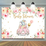 Load image into Gallery viewer, Lofaris Pink Car And Floral Elephant Baby Shower Backdrops