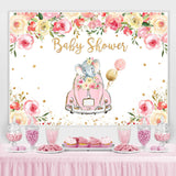 Load image into Gallery viewer, Lofaris Pink Car And Floral Elephant Baby Shower Backdrops