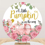 Load image into Gallery viewer, Lofaris Pink Car And Pumpkin Flower Baby Shower Circle Backdrop