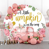 Load image into Gallery viewer, Lofaris Pink Car And Pumpkin Flower Baby Shower Circle Backdrop