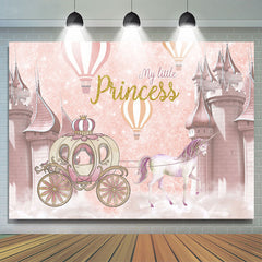 Lofaris Pink Castle Pumpkin Carriage Girls Baby Shower Backdrop