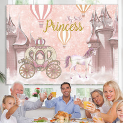 Lofaris Pink Castle Pumpkin Carriage Girls Baby Shower Backdrop