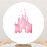 Load image into Gallery viewer, Lofaris Pink Castle White Round Backdrop For Girls Birthday