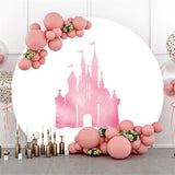 Load image into Gallery viewer, Lofaris Pink Castle White Round Backdrop For Girls Birthday