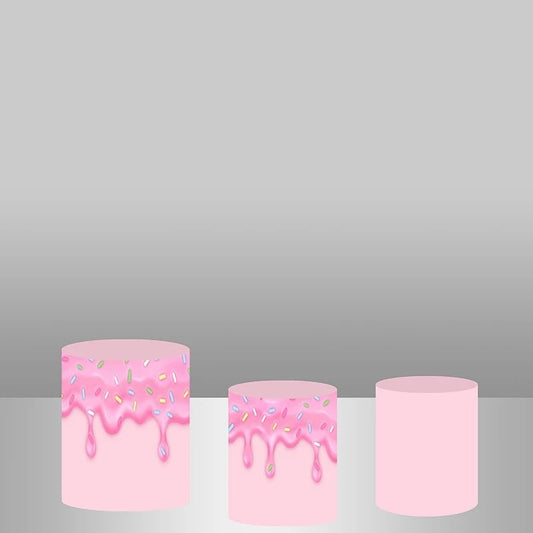 Lofaris Pink Chotolate Dessert Backdrop Plinth Cylinder Cover Kit