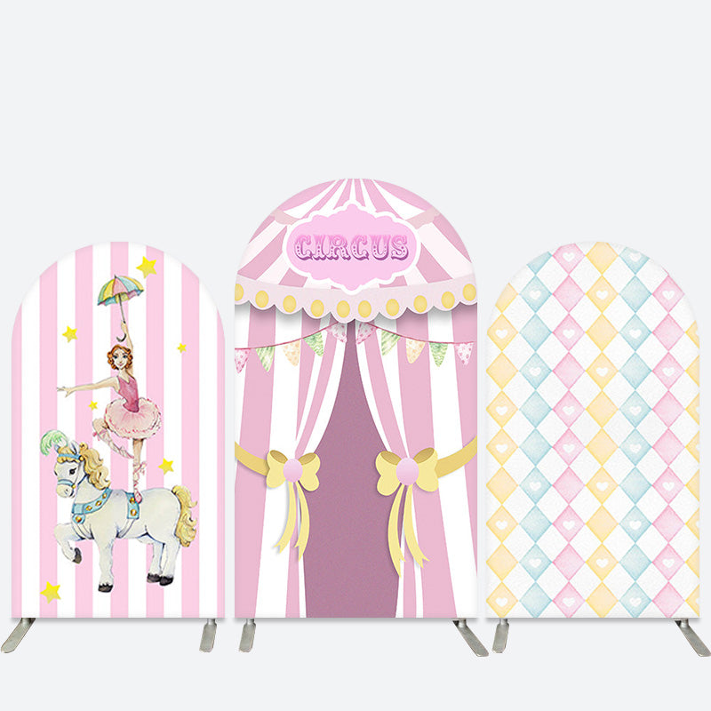 Lofaris Pink Circus Ballet Girls Birthday Arch Backdrop Kit