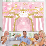 Load image into Gallery viewer, Lofaris Pink Circus Balloons Happy Birthday Backdrop For Girl