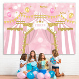 Load image into Gallery viewer, Lofaris Pink Circus Balloons Happy Birthday Backdrop For Girl