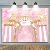 Load image into Gallery viewer, Lofaris Pink Circus Balloons Happy Birthday Backdrop For Girl