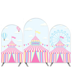 Lofaris Pink Circus Theme Blue Sky Arch Backdrop Kit for Birthday
