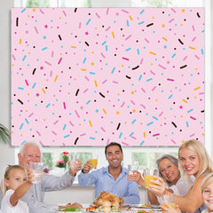 Lofaris Pink Colored Candy Bits Simple Birthday Backdrop