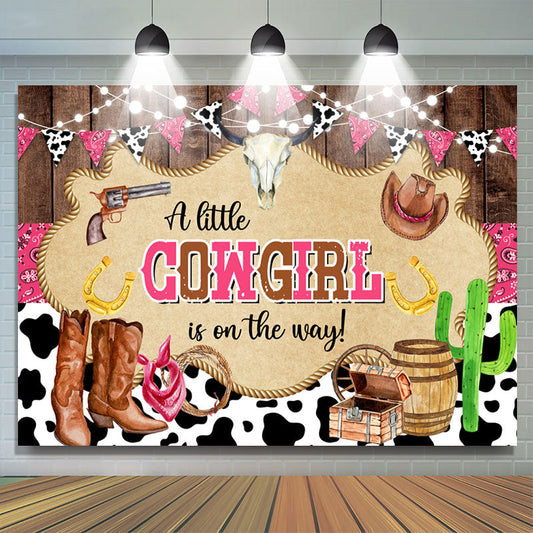 Lofaris Pink Cowgirl Ranch Vintage Gender Reveal Backdrop
