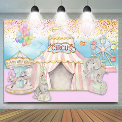 Lofaris Pink Curcus With Colorful Dot And Balloons Backdrop