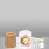 Load image into Gallery viewer, Lofaris Pink Cute Lion Floral Backdrop Cake Table Cover Kit