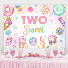 Lofaris Pink Dessert And Candy 2nd Birthday Backdrop For Girl