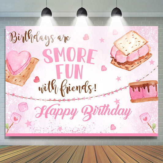 Lofaris Pink Dessert Theme Birthday Party Backdrop For Girls