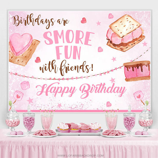 Lofaris Pink Dessert Theme Birthday Party Backdrop For Girls