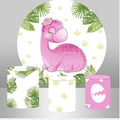 Lofaris Pink Dinosaur Happy Birthday Backdrop Kit For Party