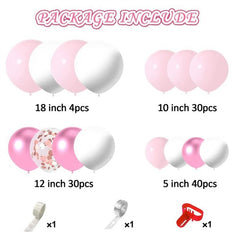 Lofaris Pink DIY 107 Pack Balloon Arch Kit | Party Decorations - White