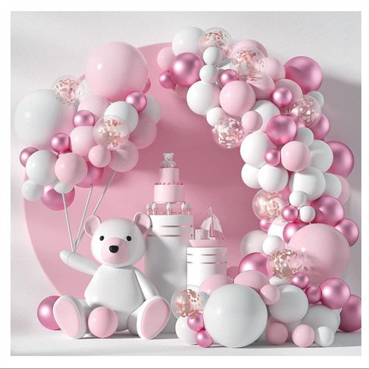 Lofaris Pink DIY 107 Pack Balloon Arch Kit | Party Decorations - White