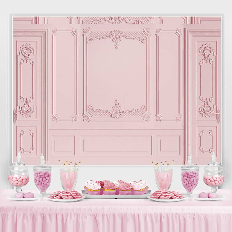 Lofaris Pink Door Theme Happy Birthday Party Backdorp For Girl