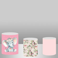 Lofaris Pink Elephant And Flower Round Backdrop Kit