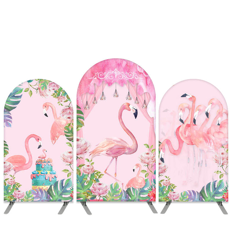 Lofaris Pink Flamingo Theme Happy Birthday Arch Backdrop Kit